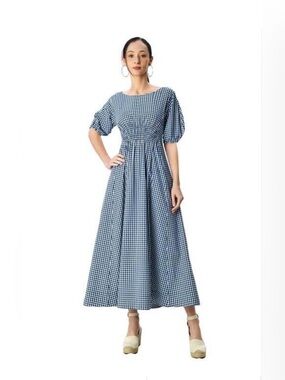 Gingham Blue Cotton Dress